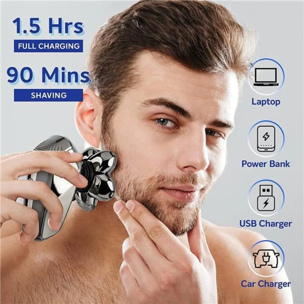 5-in-1 Men's Grooming Kit Waterproof and Rechargeable Electric Shavers